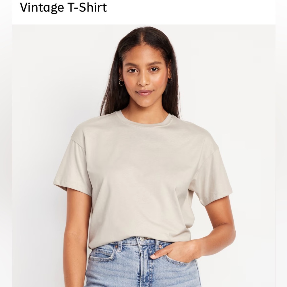 Old Navy Cream Tan Short Sleeve Relaxed T-Shirt